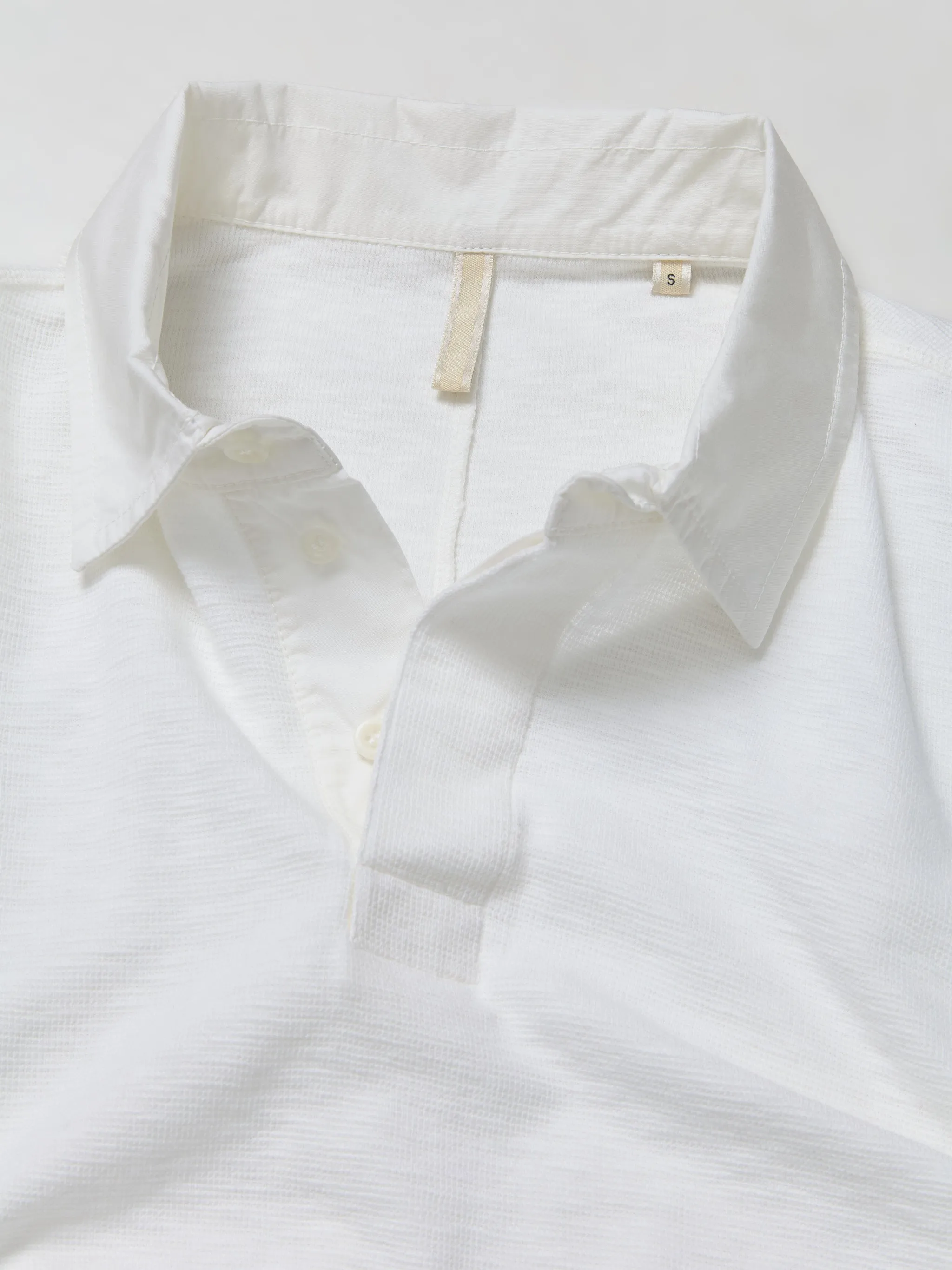 Rugby Waffle Long Sleeve T-Shirt in White
