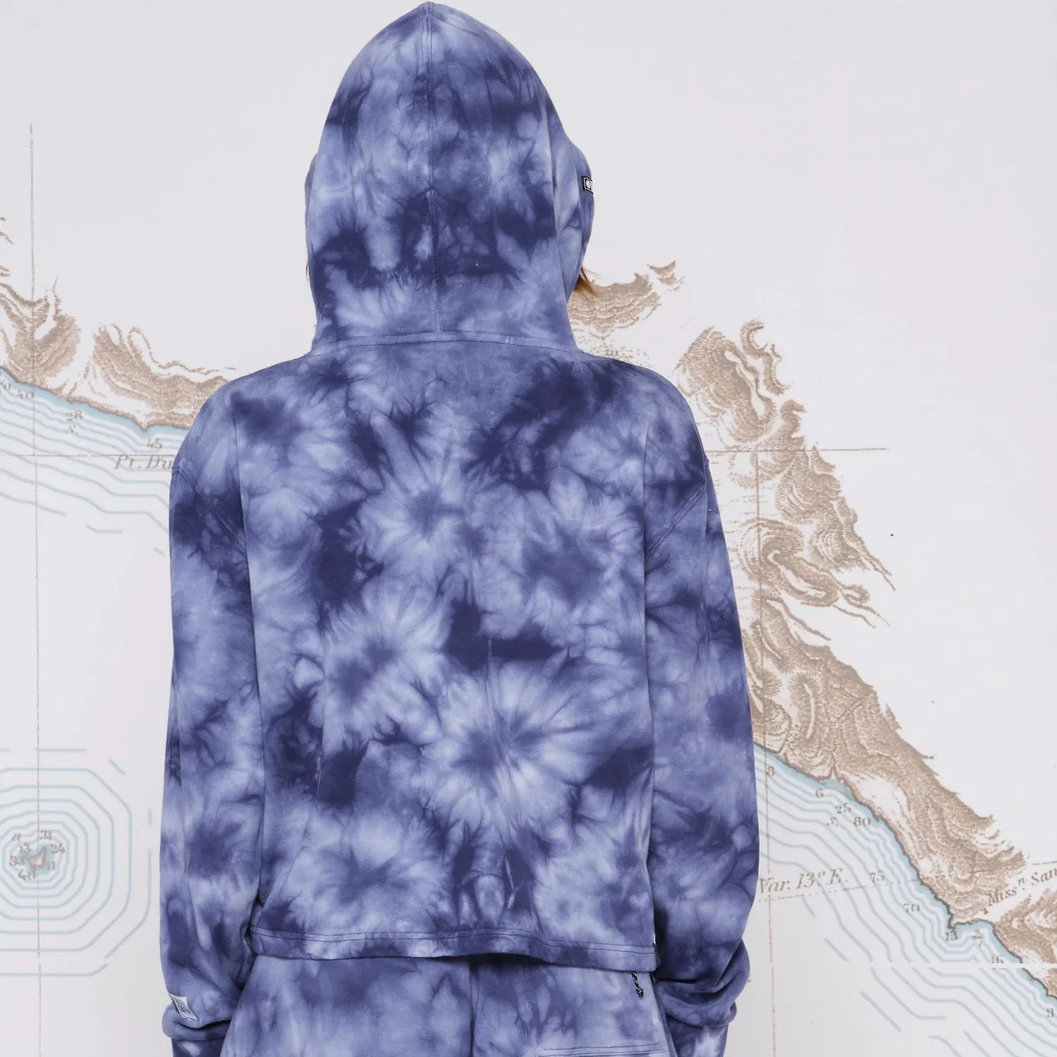 Salty Crew Sand Set Crop Hoody - Navy Tie Dye