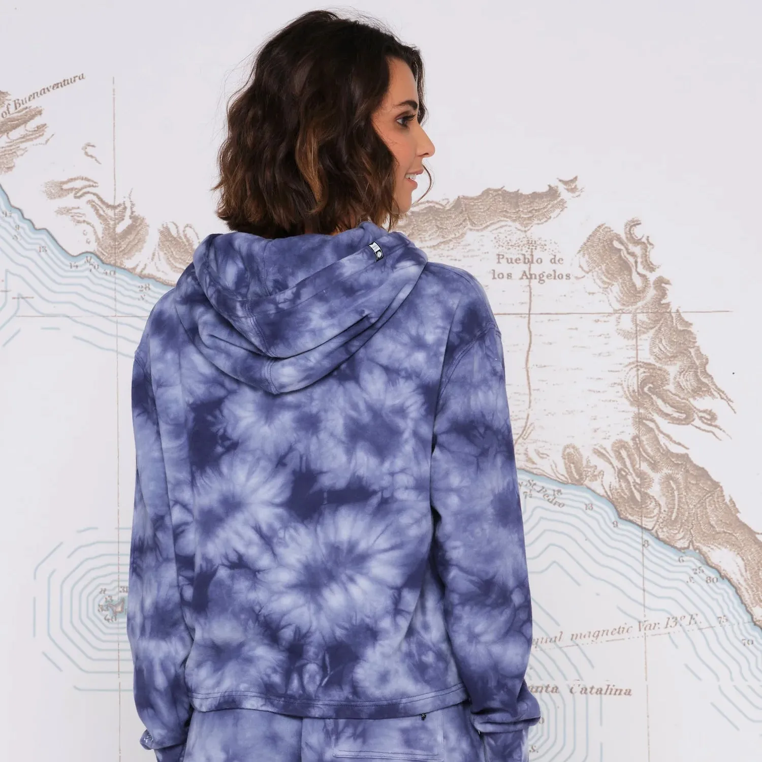 Salty Crew Sand Set Crop Hoody - Navy Tie Dye