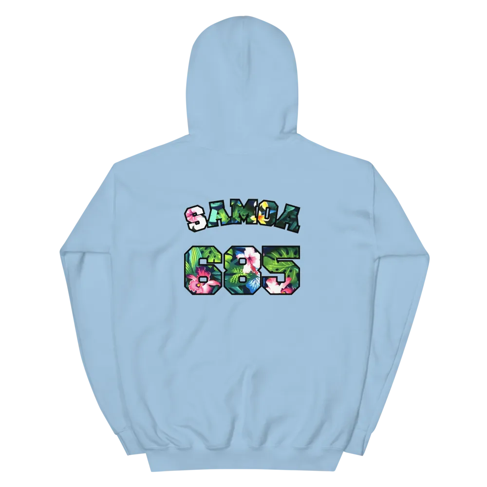 Samoa 685 - Floral Jersey with Black Border (front/back) *ADULT HOODIE*