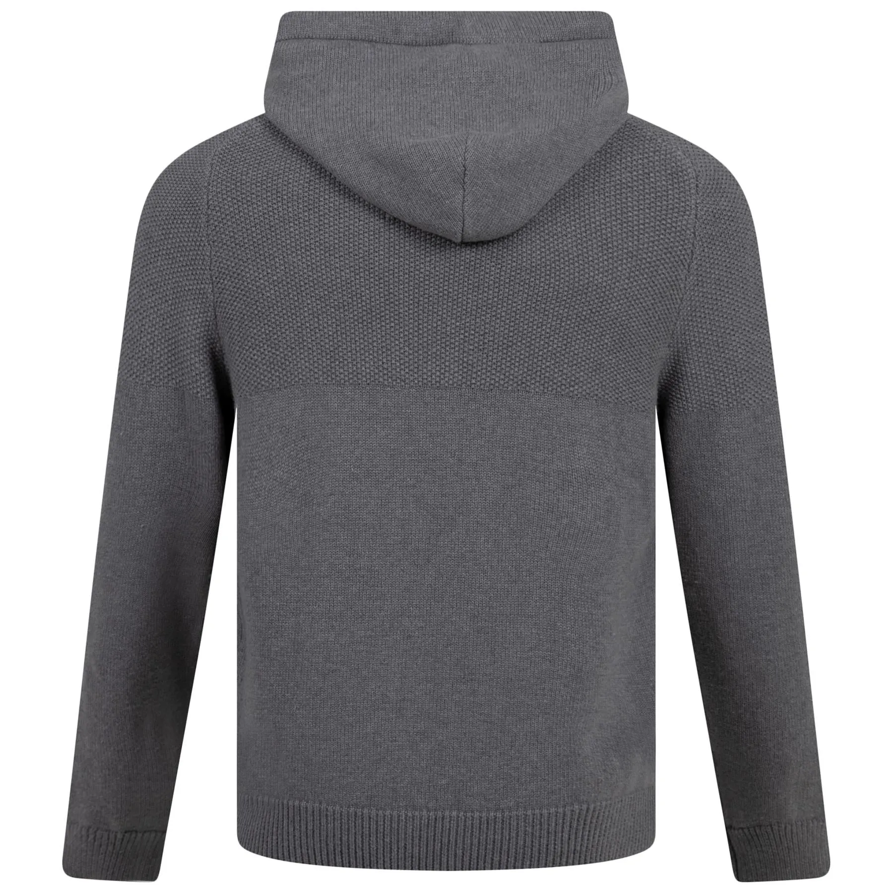 Seed Stitch Knitted Hoodie Mid Grey Marl