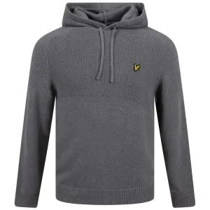 Seed Stitch Knitted Hoodie Mid Grey Marl