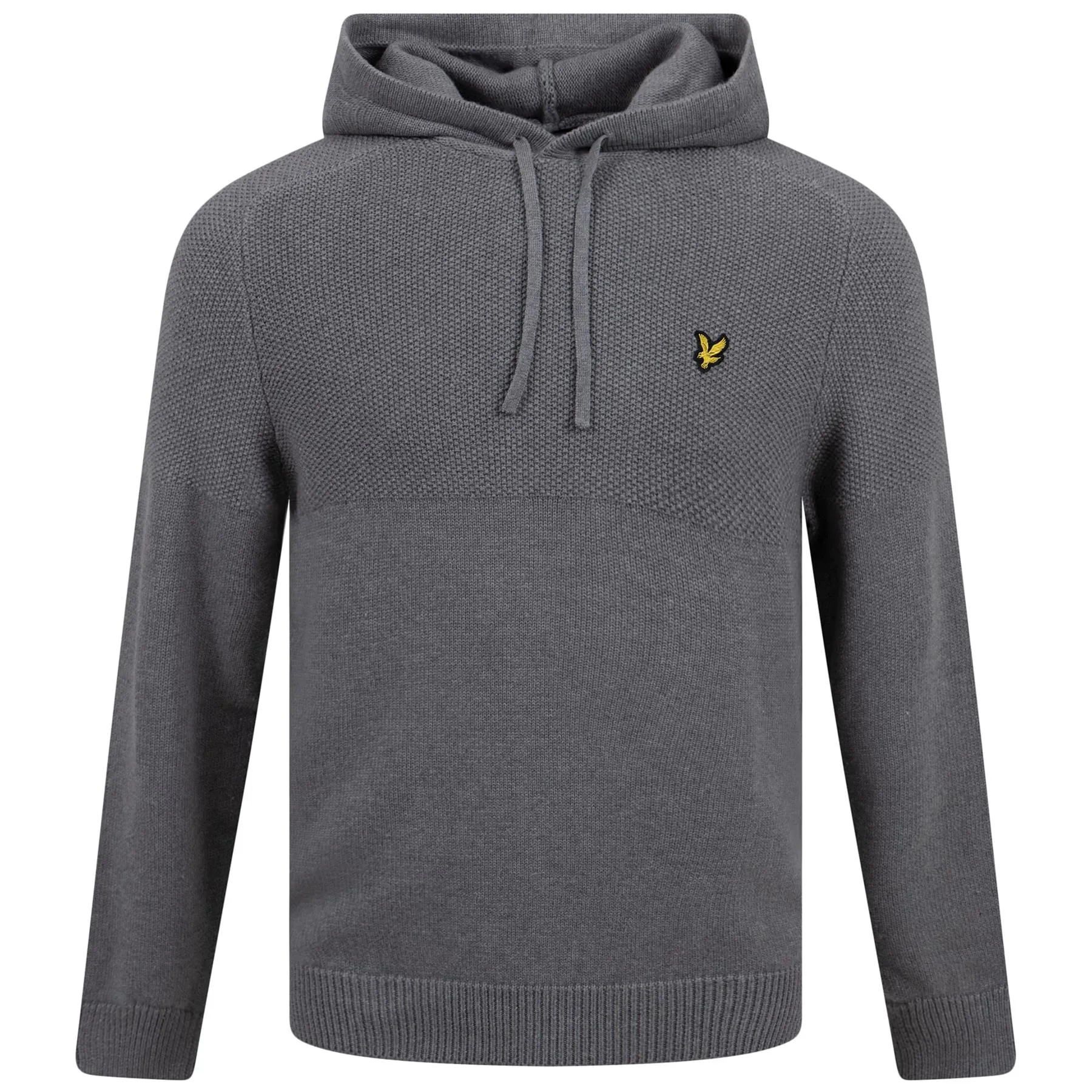 Seed Stitch Knitted Hoodie Mid Grey Marl