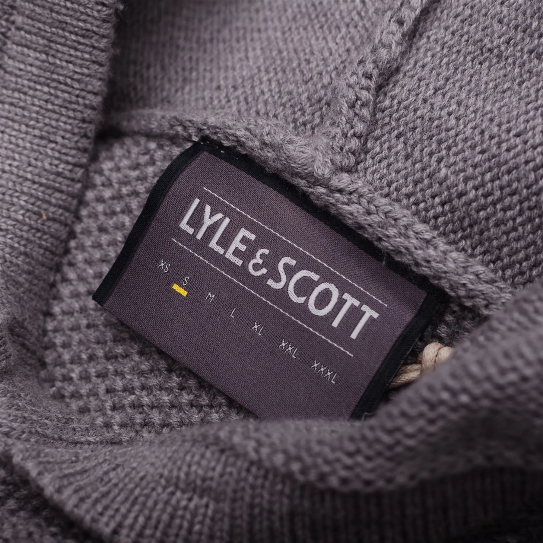 Seed Stitch Knitted Hoodie Mid Grey Marl