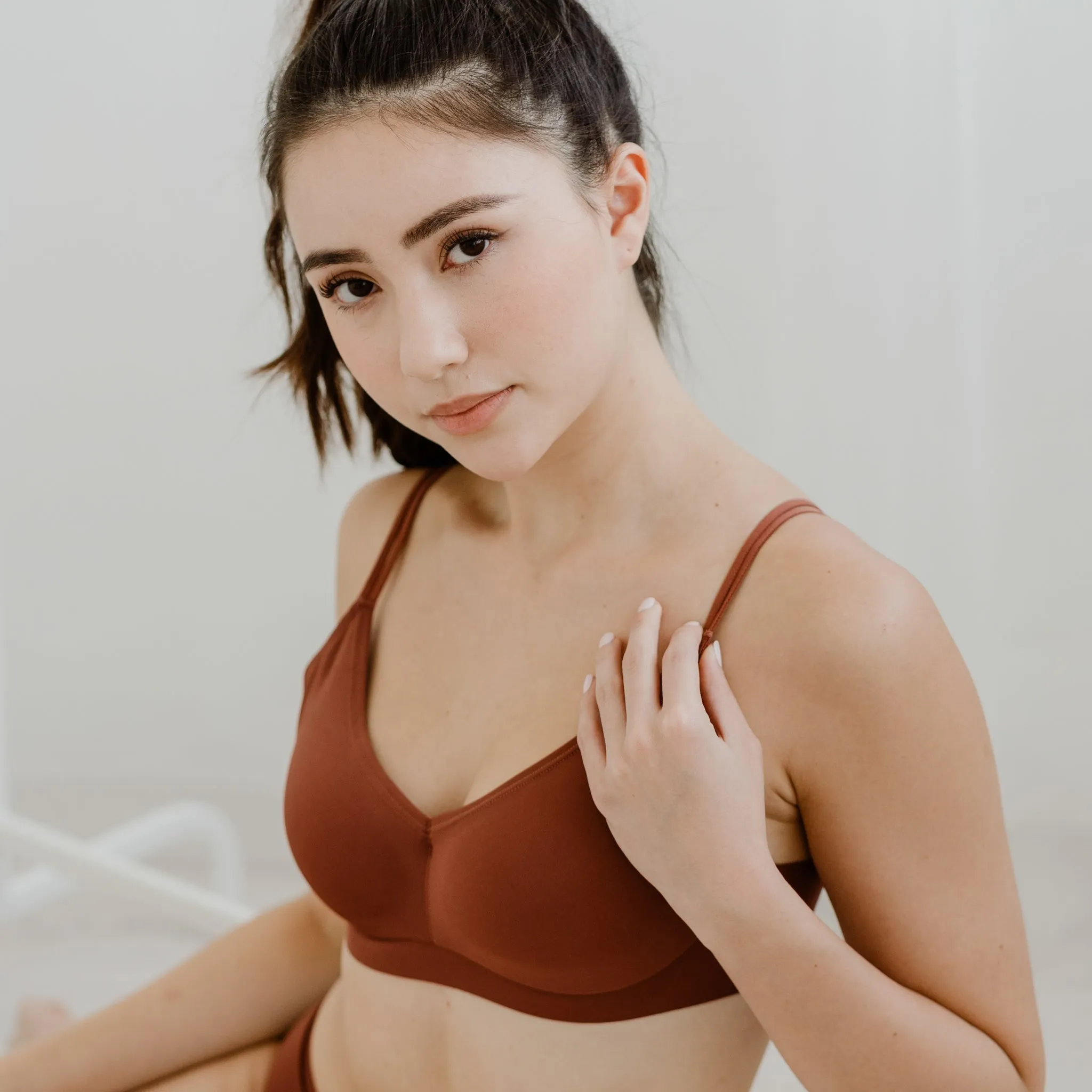 Seriously Comfy Lightly-Lined Wireless Bra in Brick (Size S & XL Only)
