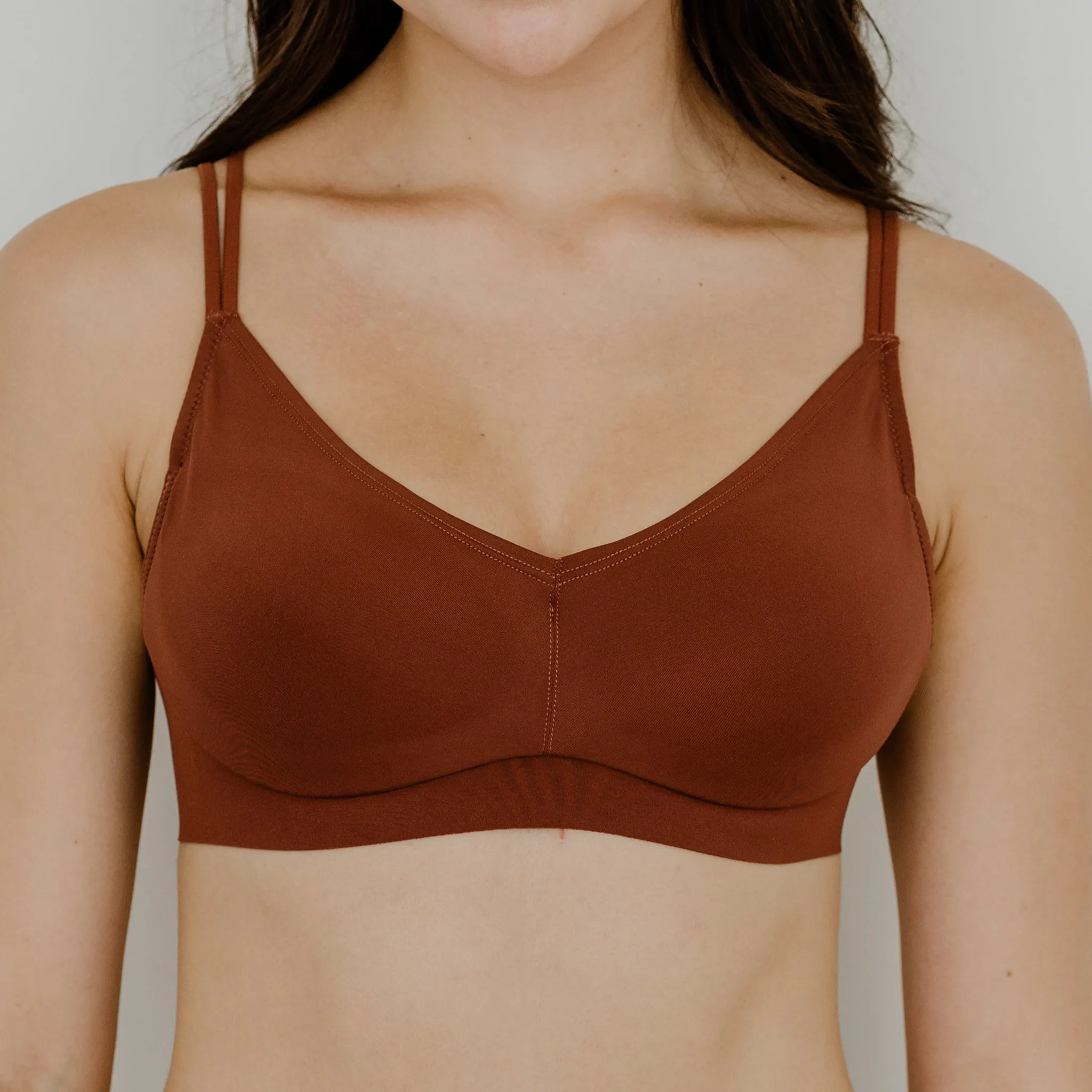 Seriously Comfy Lightly-Lined Wireless Bra in Brick (Size S & XL Only)