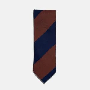 Shantung Repp Tie in Navy and Brown