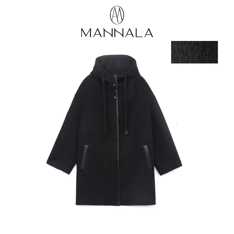 Silk Wool Hooded Coat
