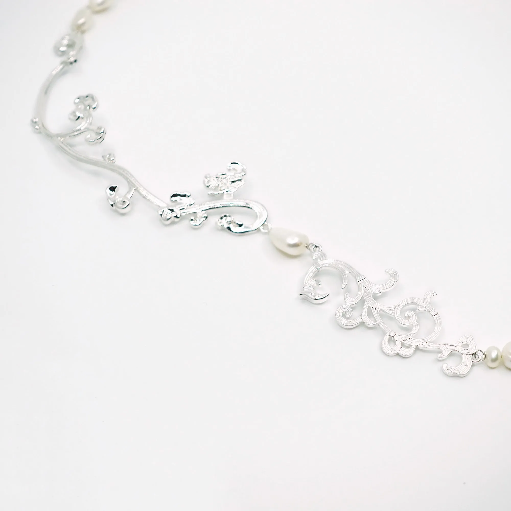 Silver Phoenix Feather Statement Necklace