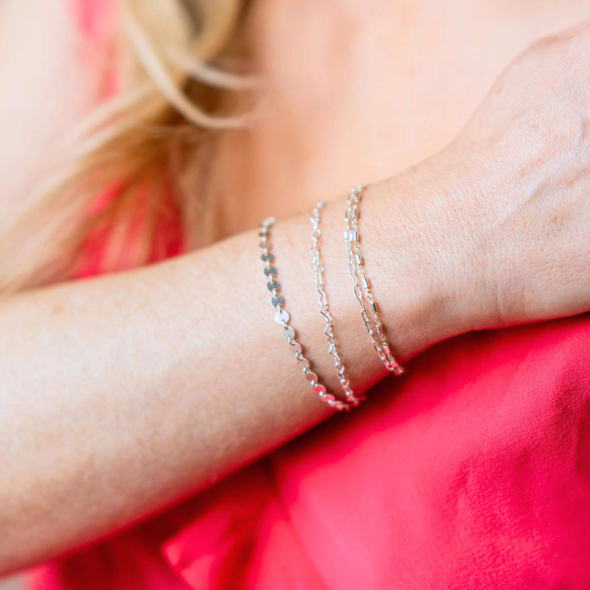 Silver Textured Oval Bracelet