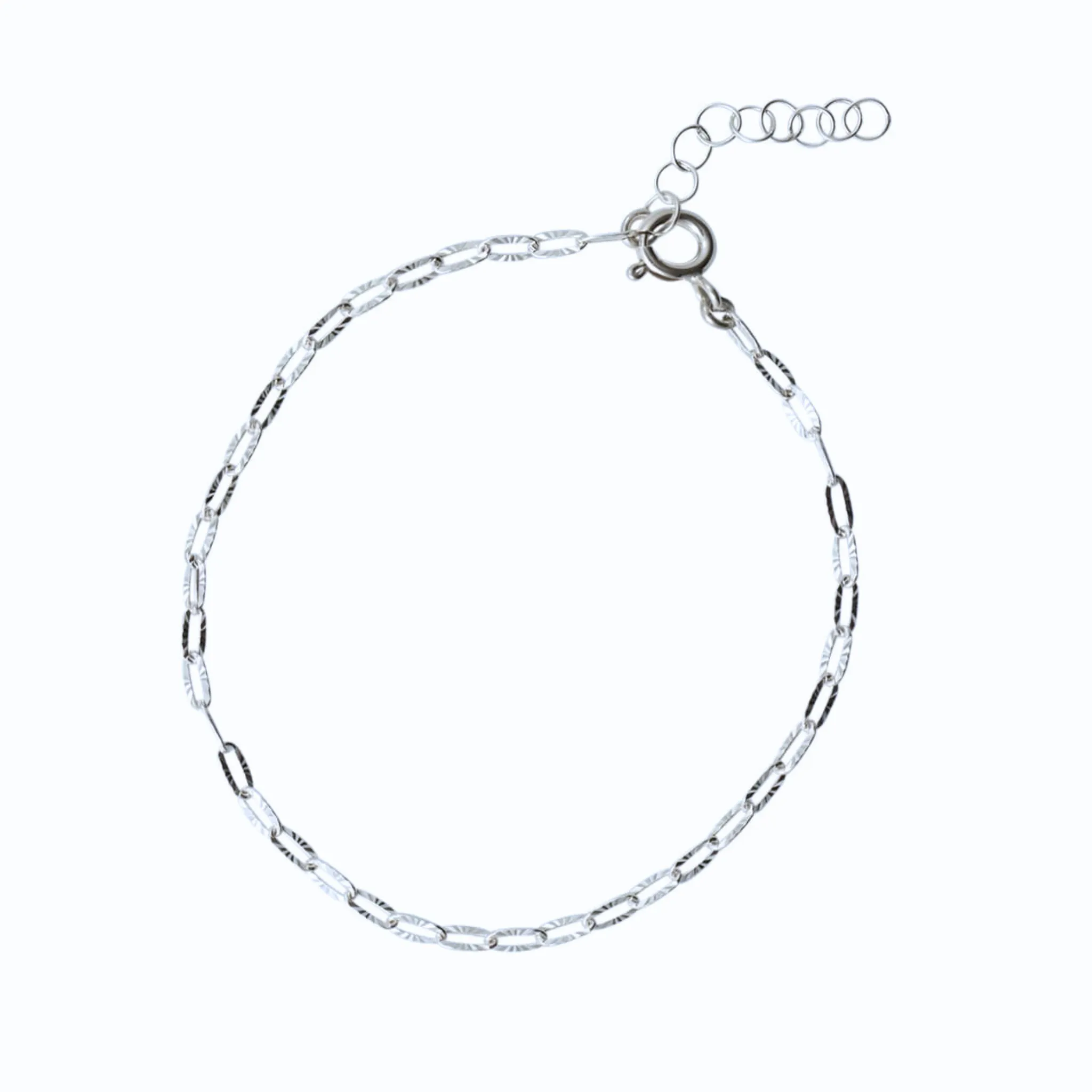 Silver Textured Oval Bracelet