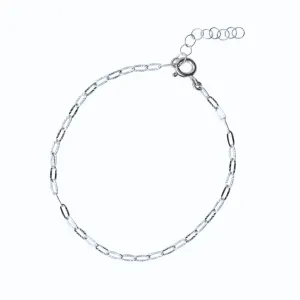 Silver Textured Oval Bracelet