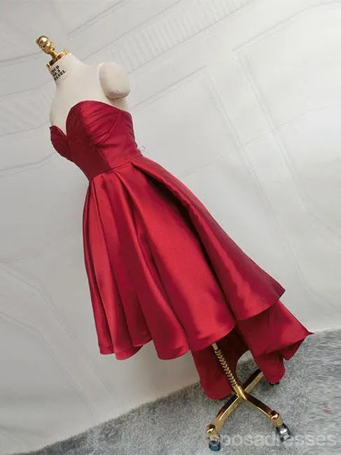 Simple Cute Dark Red High low Cheap Homecoing Dresses 2018, CM425