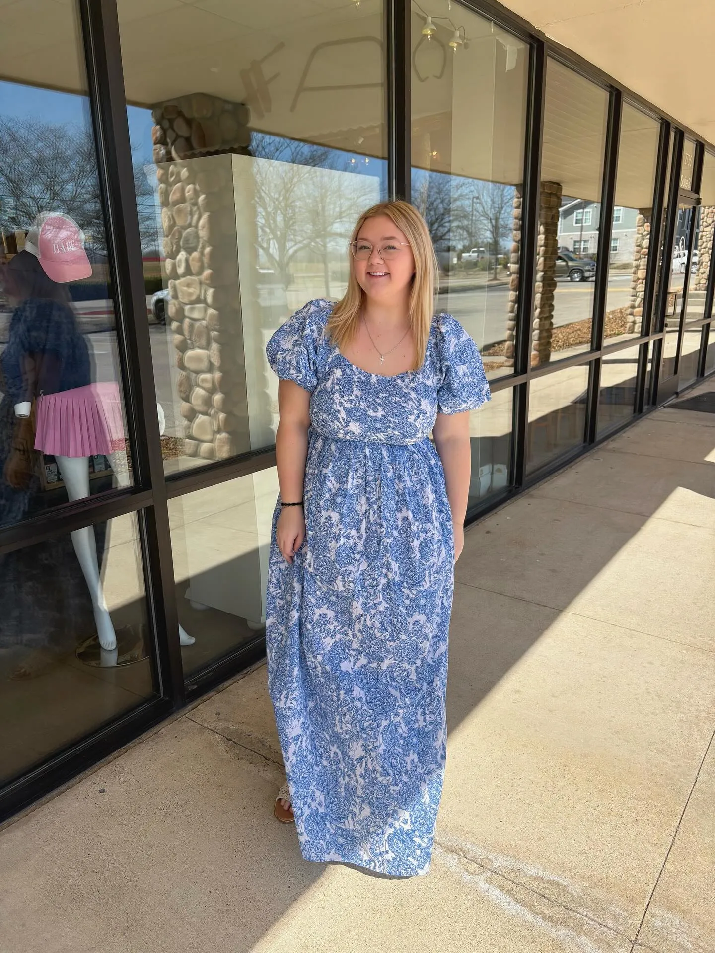 SIMPLY SOUTHERN Blue Floral Maxi-Dress