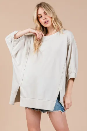Solid Oversized Puff Sleeve Top