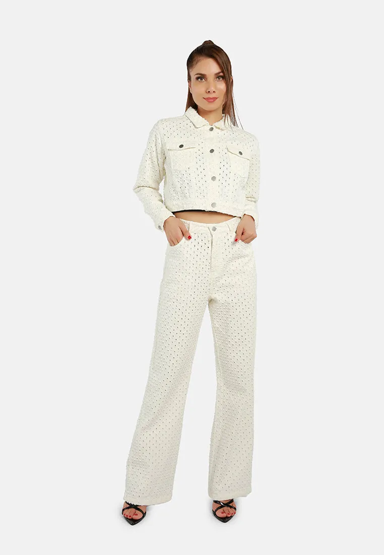 Solid Textured Dobby Crop Jacket