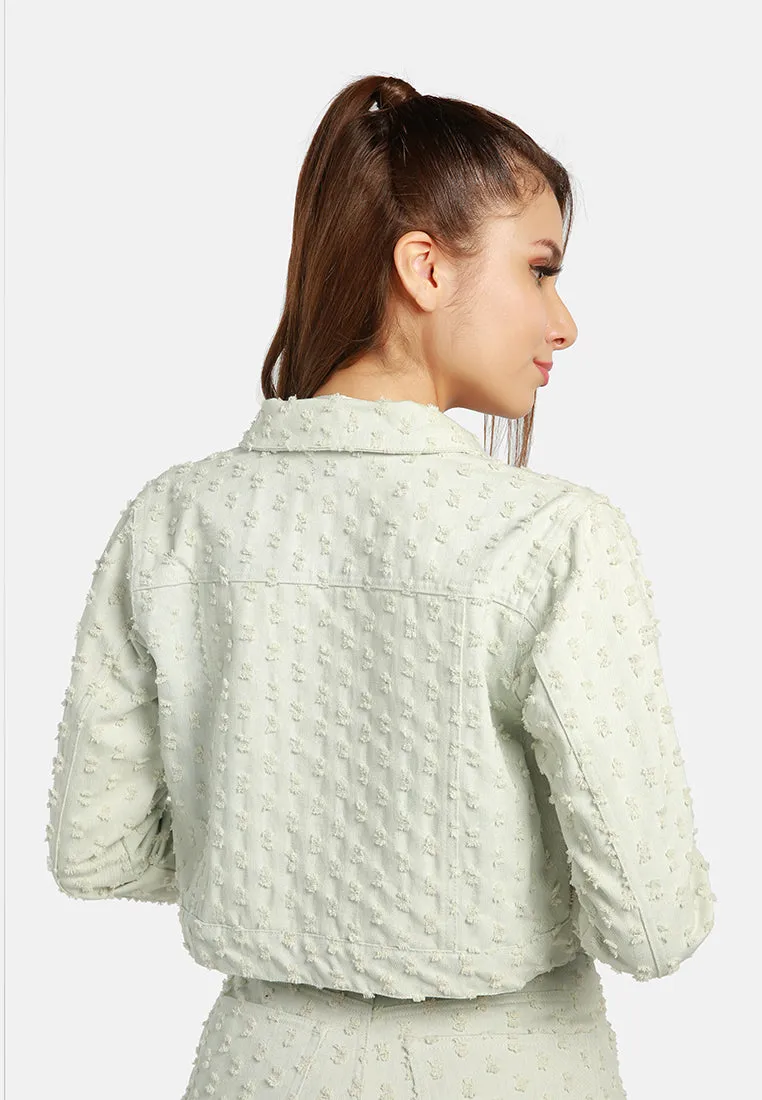 Solid Textured Dobby Crop Jacket