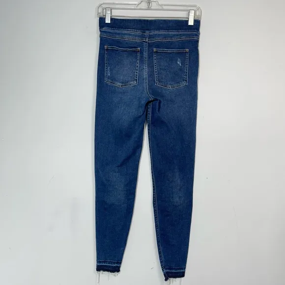 SPANX DISTRESSED SKINNY JEANS S P Dark Medium Wash 20203R High Rise Jeggings