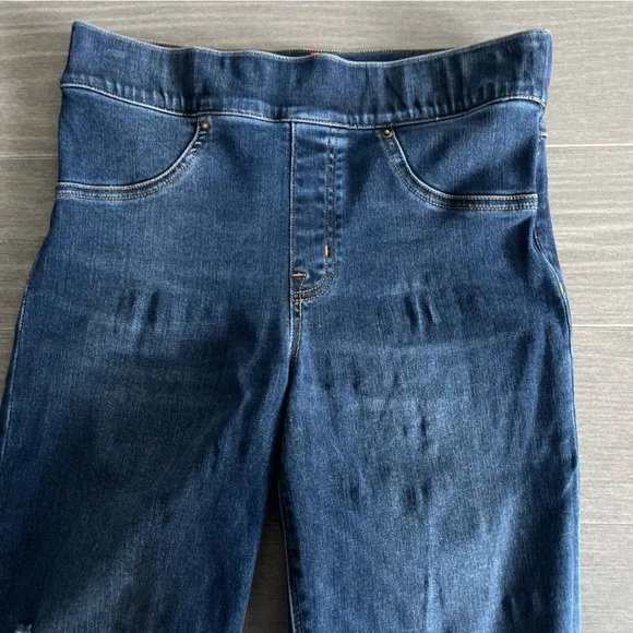 SPANX DISTRESSED SKINNY JEANS S P Dark Medium Wash 20203R High Rise Jeggings