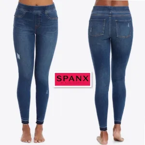 SPANX DISTRESSED SKINNY JEANS S P Dark Medium Wash 20203R High Rise Jeggings