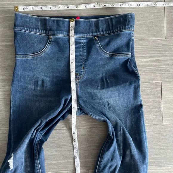 SPANX DISTRESSED SKINNY JEANS S P Dark Medium Wash 20203R High Rise Jeggings