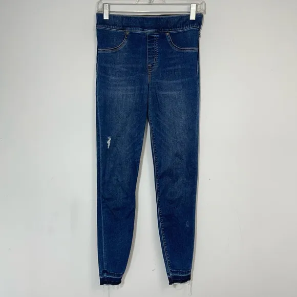 SPANX DISTRESSED SKINNY JEANS S P Dark Medium Wash 20203R High Rise Jeggings