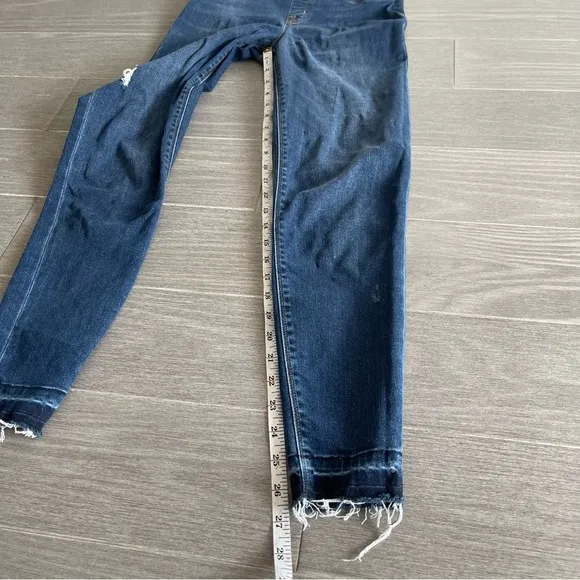 SPANX DISTRESSED SKINNY JEANS S P Dark Medium Wash 20203R High Rise Jeggings