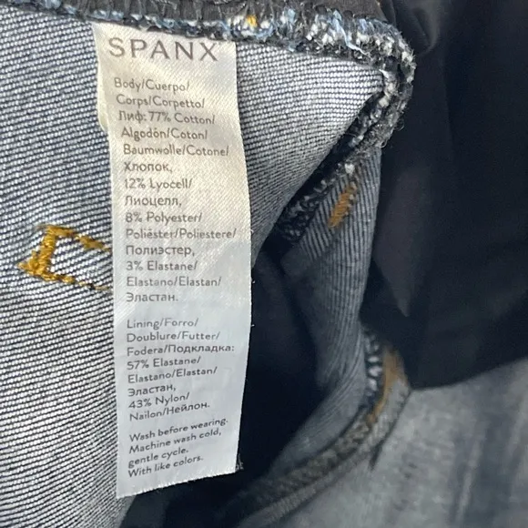 SPANX DISTRESSED SKINNY JEANS S P Dark Medium Wash 20203R High Rise Jeggings