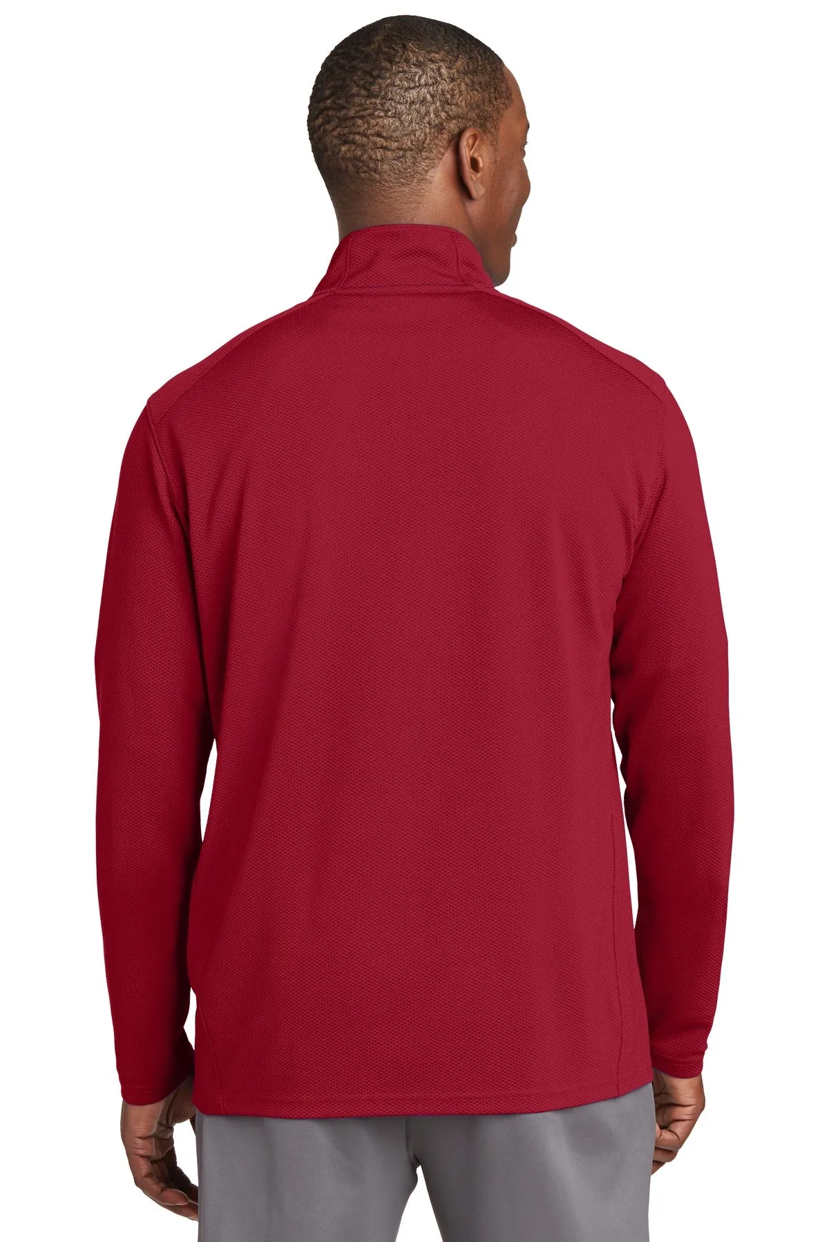 Sport-Tek Sport-Wick Textured 1/4-Zip Pullover.  ST860 Deep Red