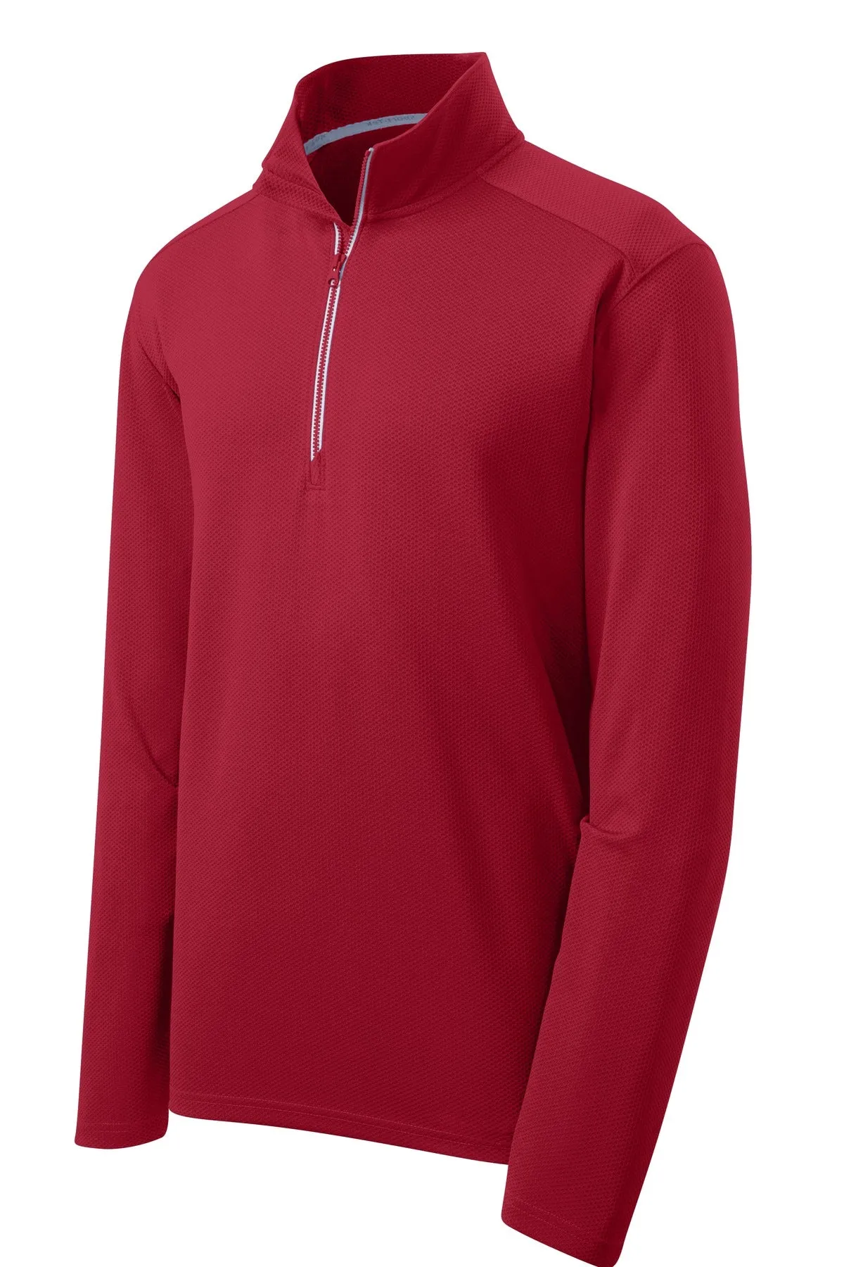 Sport-Tek Sport-Wick Textured 1/4-Zip Pullover.  ST860 Deep Red