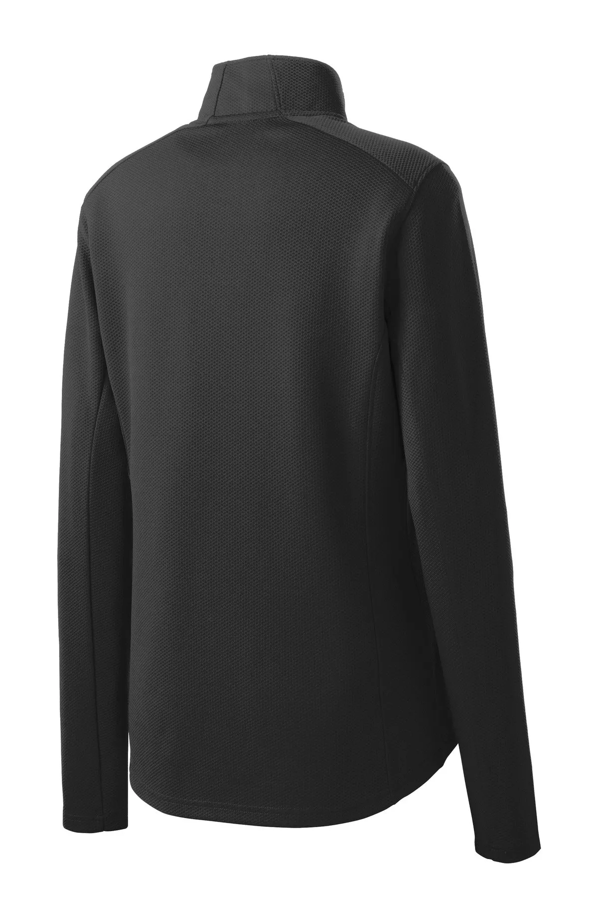 Sport-Tek Women's Sport-Wick Textured 1/4-Zip Pullover.  LST860 Black