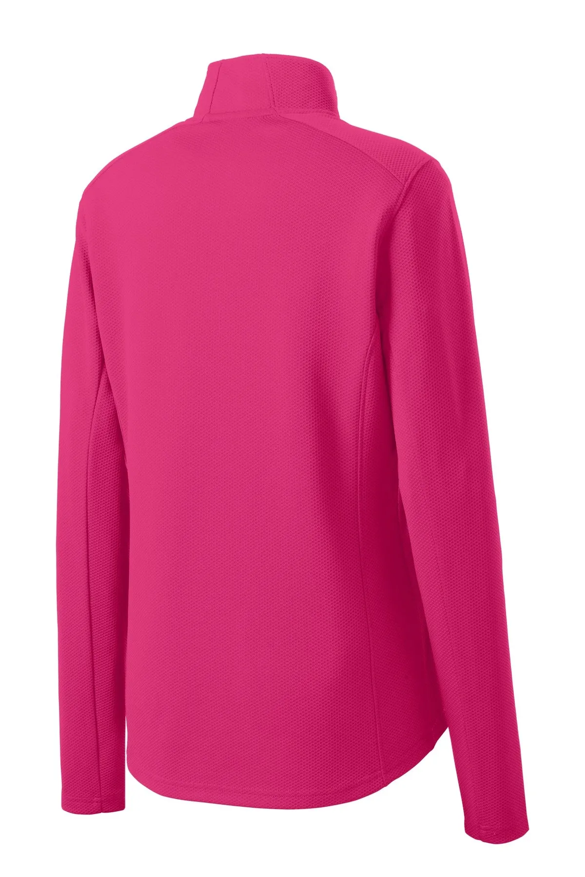 Sport-Tek Women's Sport-Wick Textured 1/4-Zip Pullover.  LST860 Pink Raspberry