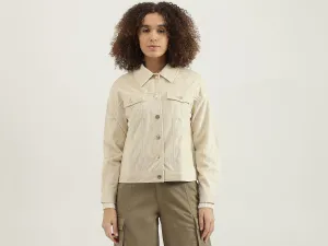 Spread Collar Textured Jacket