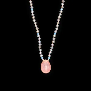 Star Rose Quartz with Clear & Opal Glass Small Yoni Egg Mala - Light Collection