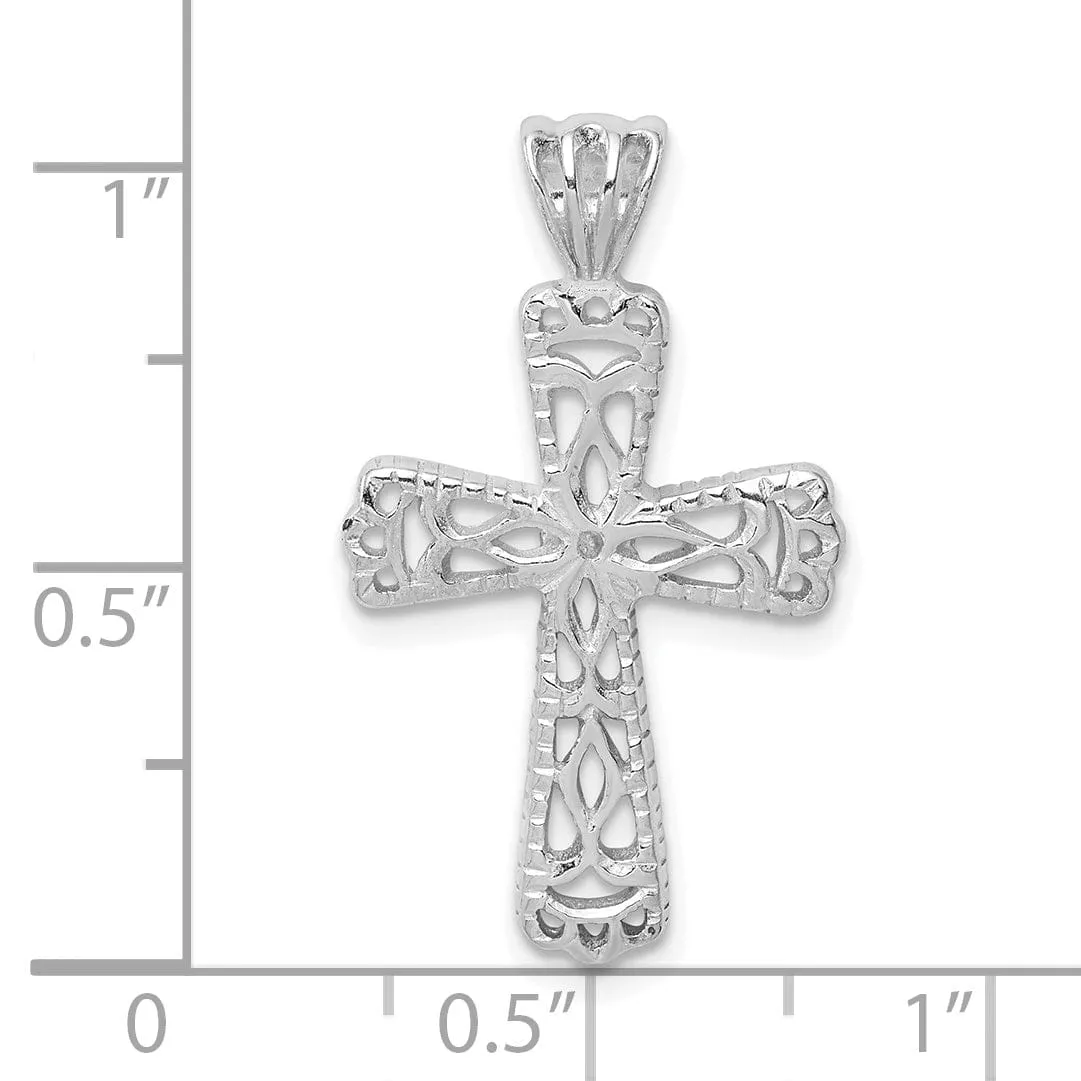 Sterling Silver Filigree Textured Cross Pendant