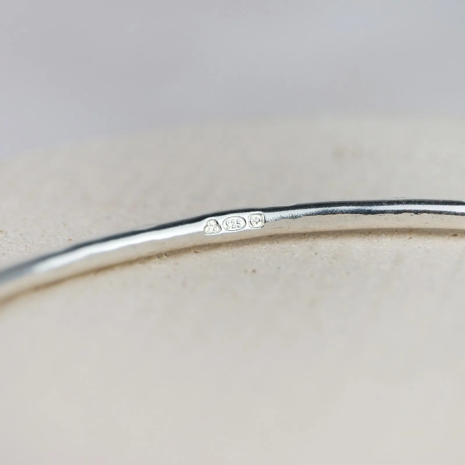 Sterling Silver Textured Star Charm Bangle