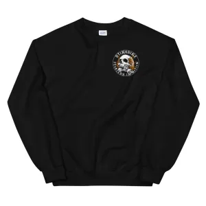 StinkBone Flaming Skull Unisex Sweatshirt White lettering