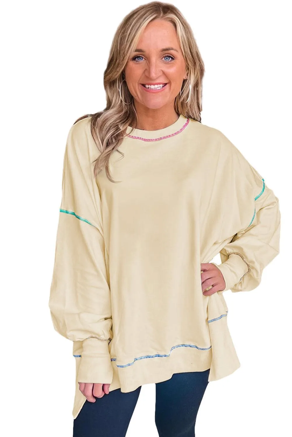 Stitching Split Baggy Sweatshirt