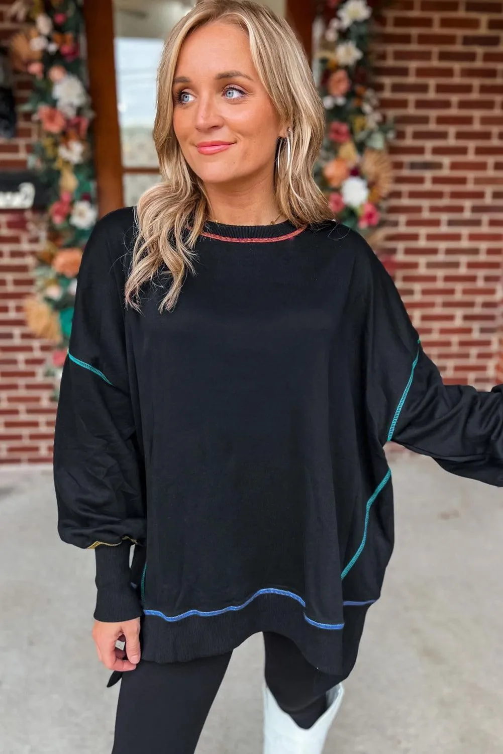 Stitching Split Baggy Sweatshirt