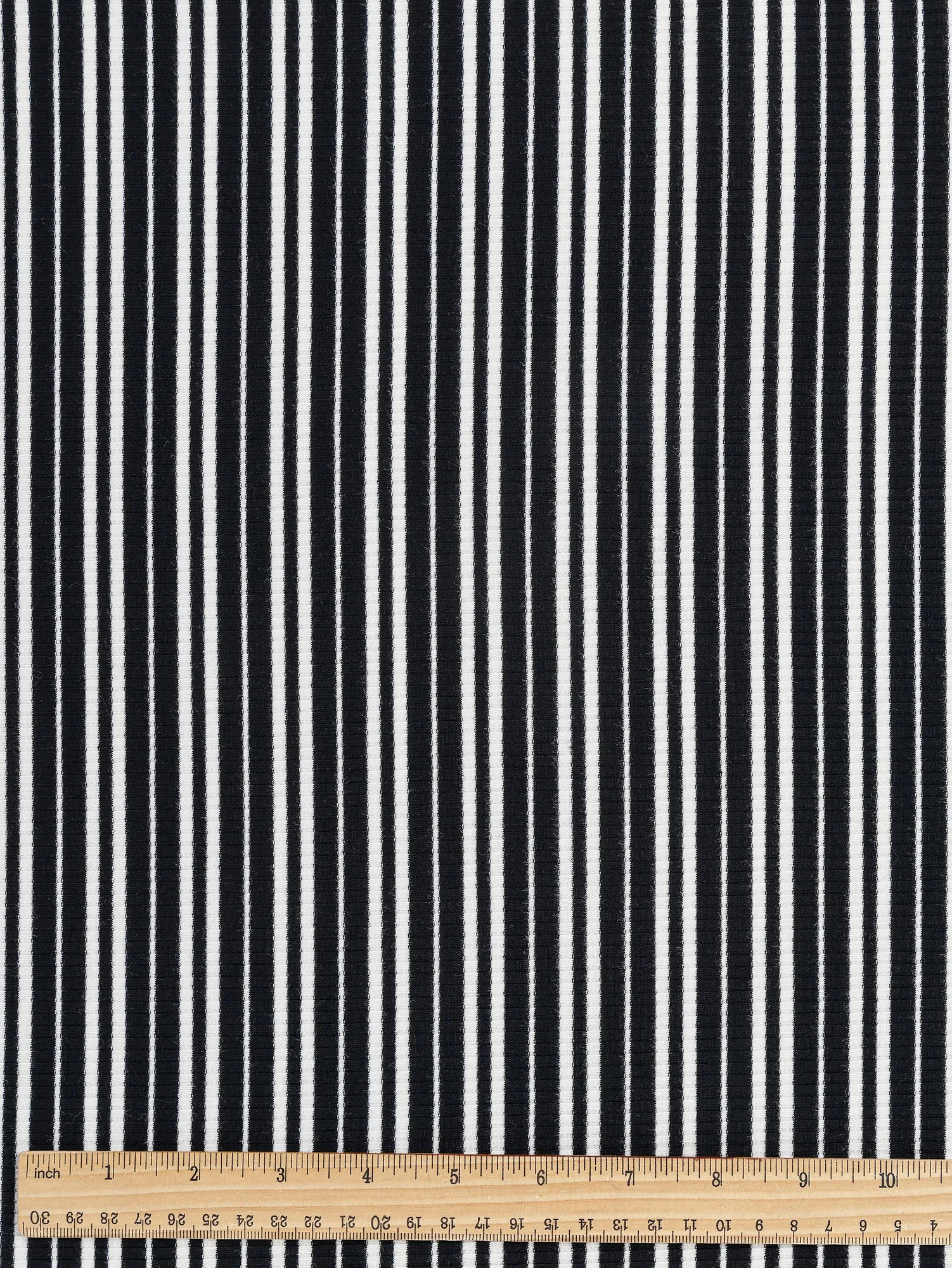 Stripe Cotton Jersey Rib Knit Deadstock - Black   White