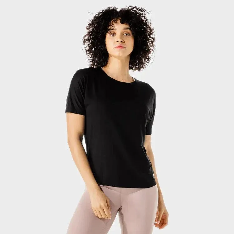 Stuttermabolur Fitness Oversized - Svartur