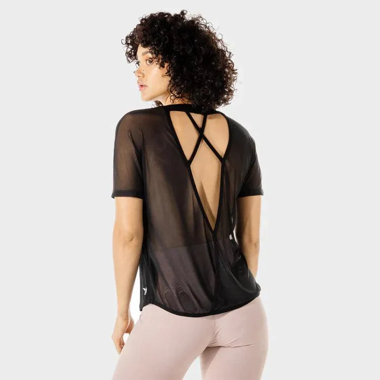 Stuttermabolur Fitness Oversized - Svartur