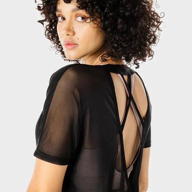 Stuttermabolur Fitness Oversized - Svartur