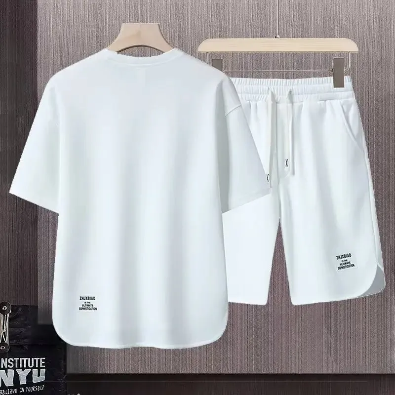 Summer Style: Men's Waffle Short Sleeve T-shirt and Shorts Set for Cool Comfort