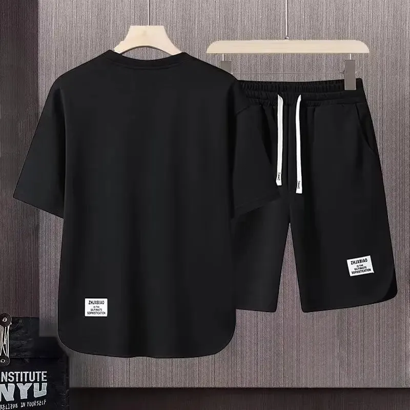 Summer Style: Men's Waffle Short Sleeve T-shirt and Shorts Set for Cool Comfort