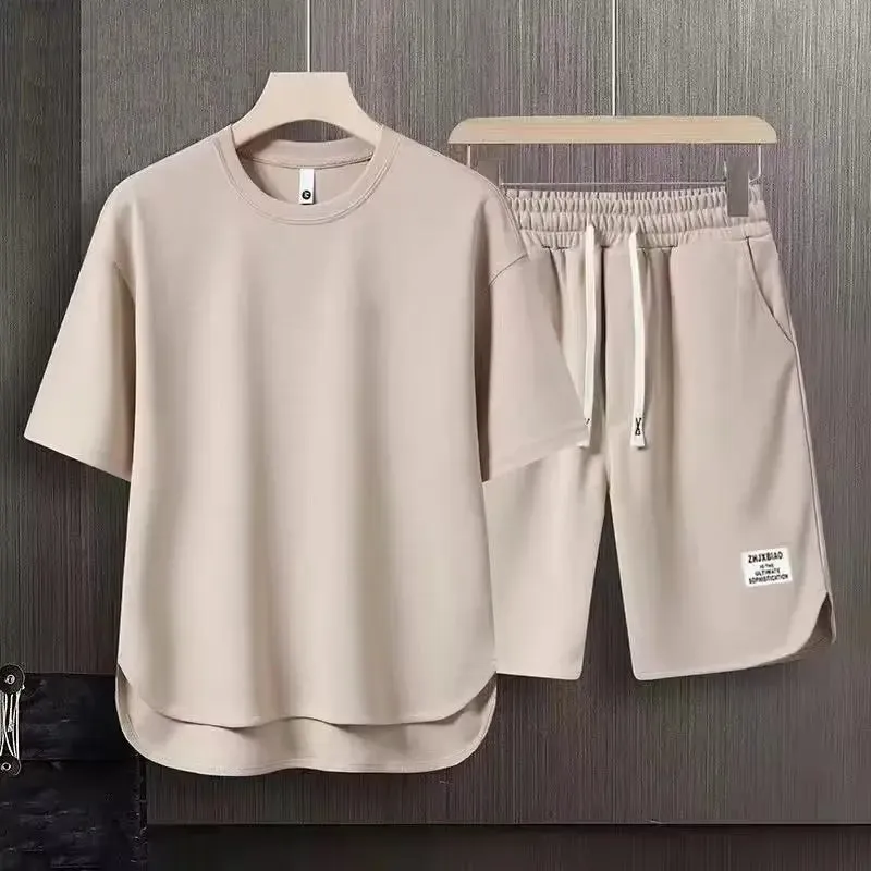 Summer Style: Men's Waffle Short Sleeve T-shirt and Shorts Set for Cool Comfort