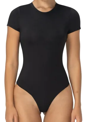 Sunzel Bodysuits for Women with Tummy Control- Crew Neck Short Sleeve Thong Body Suits Sexy Compression T shirts Tops