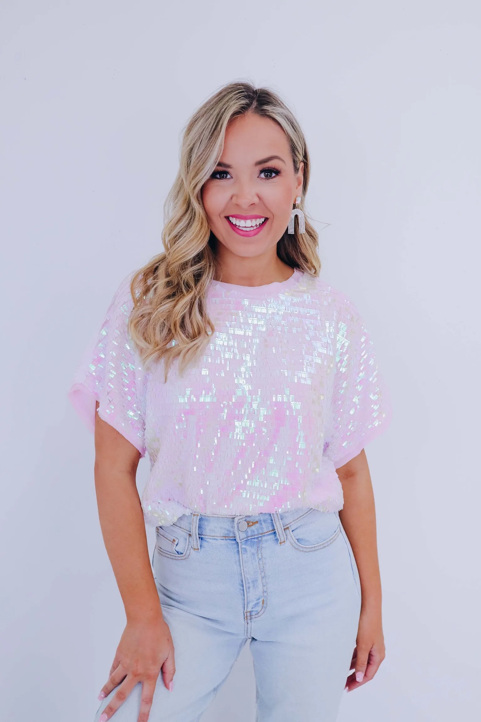 Sutton Chiffon Sequin Top - Pink