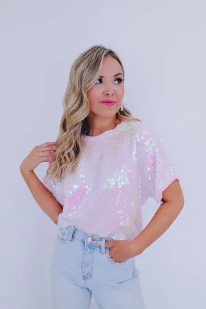 Sutton Chiffon Sequin Top - Pink