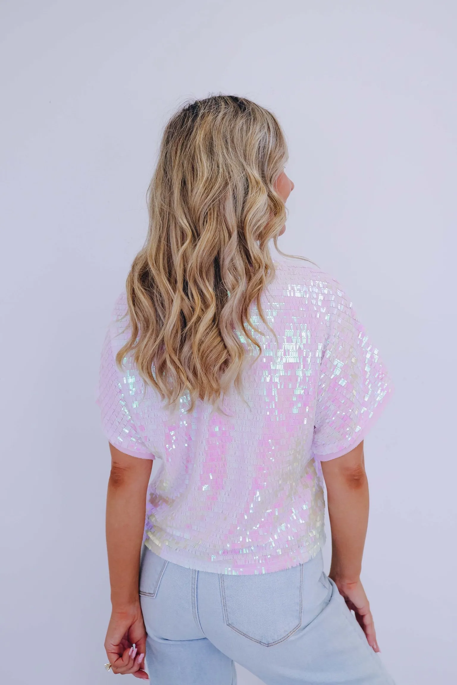 Sutton Chiffon Sequin Top - Pink